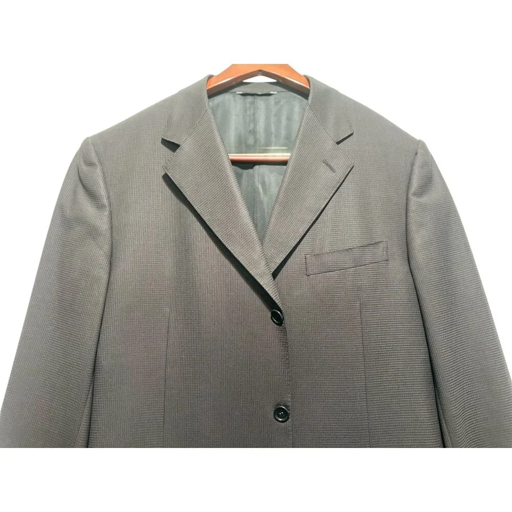 Canali 2 Piece Suit 3 Buttons Blazer Pleated Dress Pans Mens 52R Wool Inseam 30